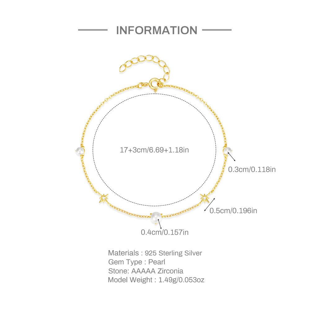 S925 стерлингового серебра модный и простой стиль октаграмма с бусинами сложенными и потертыми темперамент универсальный браслет для повседневной носки