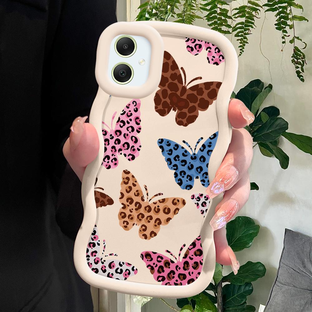 Модный мягкий чехол для телефона с леопардовым принтом и бабочкой для Samsung Galaxy A52 A73 A12 S24 Ultra 5G S23 S22 S21 S20 FE Wave Edge, противоударный защитный резиновый чехол