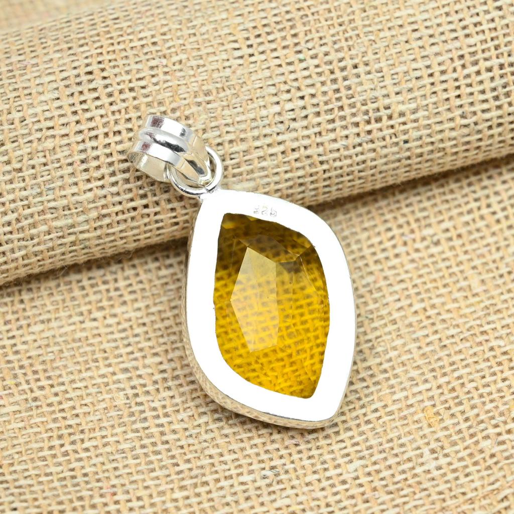 Beautiful Citrine Fancy Gemstone Pendant 925 Solid Sterling Silver Handmade Jewelry
