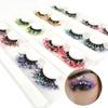 1 Pair Luminous False Eyelashes Vibrant Color Sequins Design Sparkling Good Ductility Visual Effect Exaggerated Thick 3D Fake Eyelashes Stage Makeup