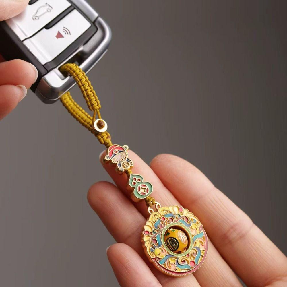 Плетеный веревочный брелок Бог Богатства в китайском стиле, подвеска для ключей, изысканное украшение в виде тыквы-мешочка, подарок