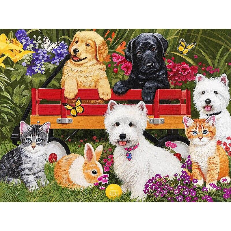 5D DIY Diamond Painting Cute Cat Diamond Embroidery Animal Flowers Cross Stitch Full Square Round Drill Home Decor Manual Gift
