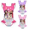 Kids Girls Anime Cartoon K-Pop Rumi Zoey Mira Print Ruffle Sleeveless One-piece Swimsuit Swimwear