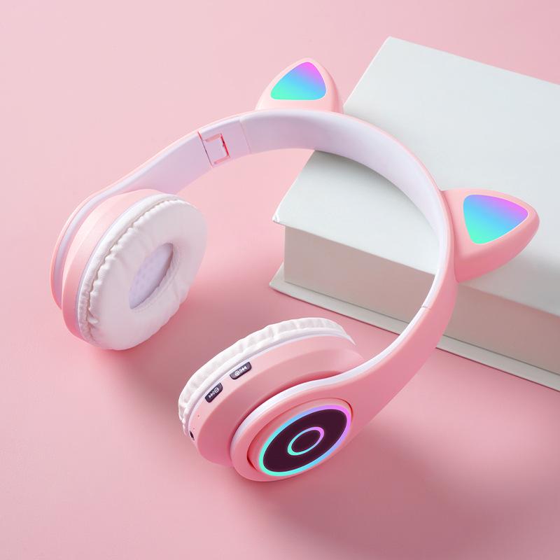 Светящаяся беспроводная Bluetooth-гарнитура с ушками кошки B39A