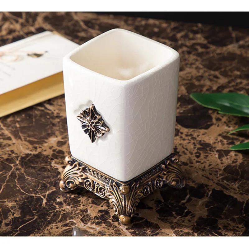 Серия "Трещиноватая глазурь", Аксессуары для ванной комнаты, Дозатор для мыла, Мыльница, Стакан, Держатель для зубных щеток, Ретро-стиль, Роскошный