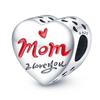 Стерлингового Серебра 925 пробы Love You Mom с двойным сердцем, висячие бусины с разрезом, подходят для оригинального модного браслета, сделай сам, для женщин, ювелирные изделия, подарок