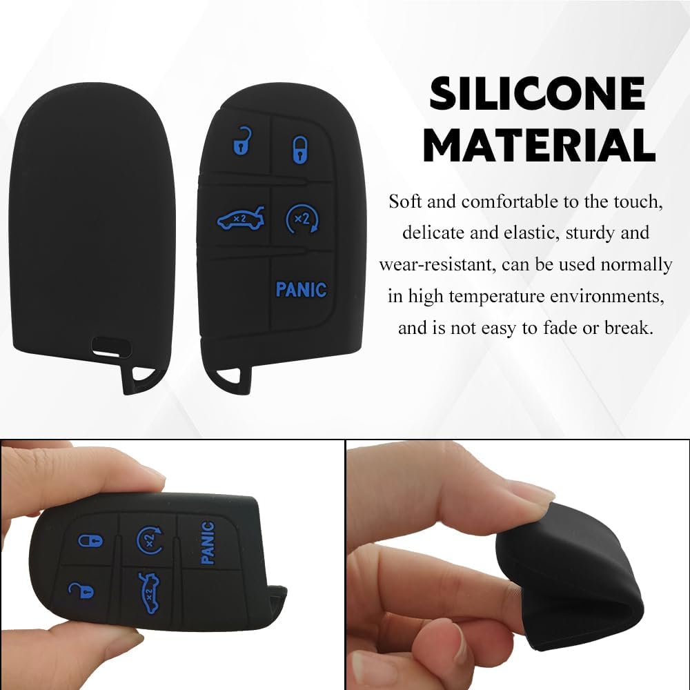 5 Buttons Car Key Fob Cover, Key Fob Case, Premium Soft Full Protection Keys Case Shell, Car Accessories 5 Button Silicone Remote Smart Protector
