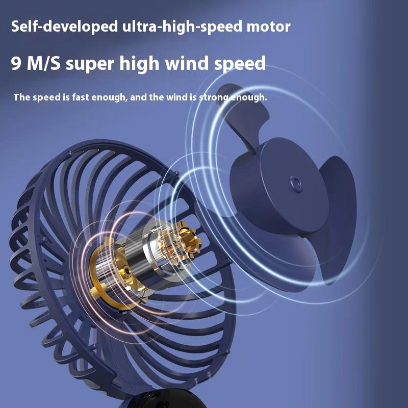 3000Mah Mini Electric Fan Portable 6-speed Wind Speed Handheld Hand Silent Fan Digital Display Summer Usb Charging Portable Fan