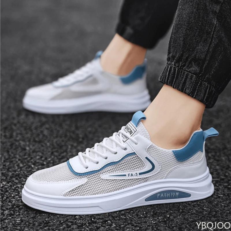 Men's 2025 New white Shoes Summer breathable mesh footwear Fashion hollow Sneakers Casual Wear resistant Trendy Shoes Zapatos