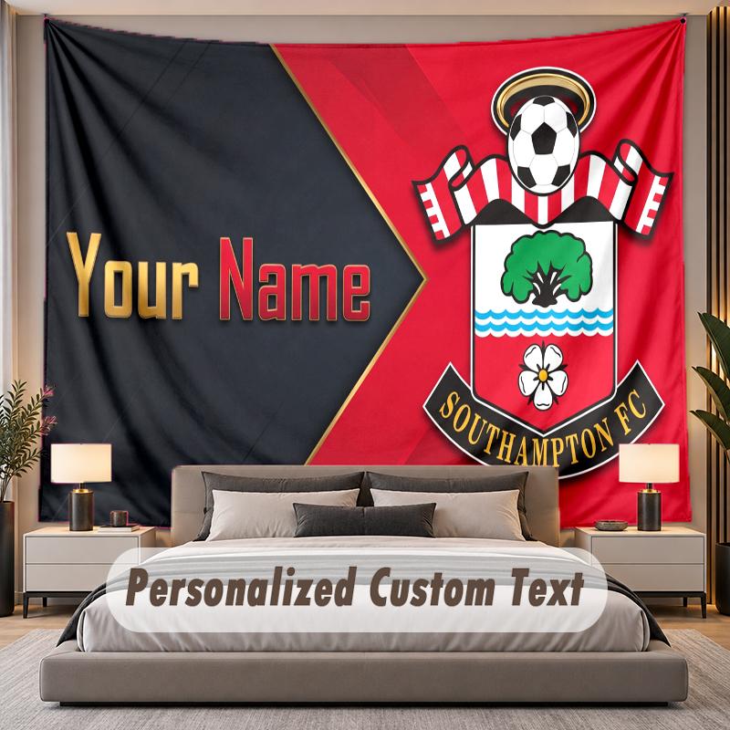 Custom Name Text Tapestry Southampton FC Personalized Polyester Wall Tapestry For Bedroom And Room