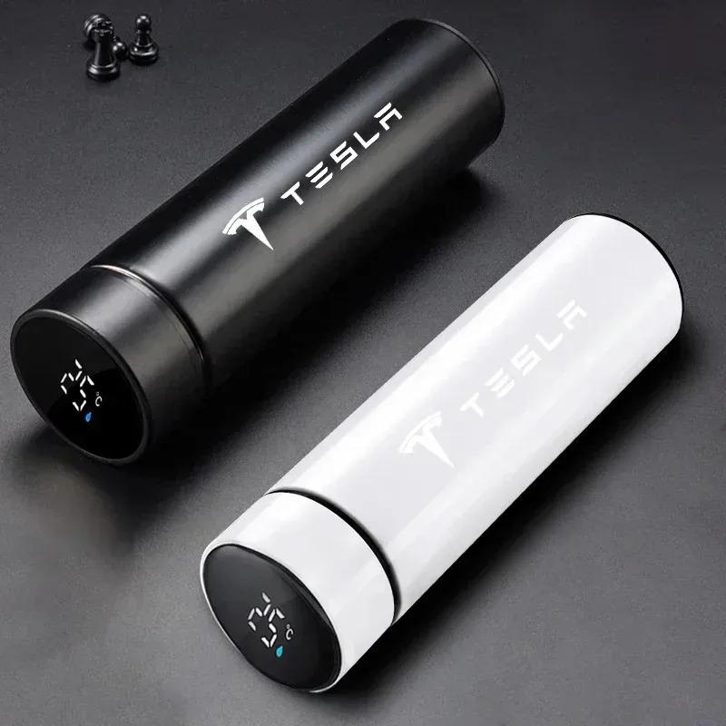 TDMC1 500mI Auto Digital Intelligent Thermos Cup For Tesla Model 3 X S Y P100D SpaceX Car Digital Smart Thermos Cup Auto Accessories