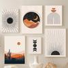 Абстрактная живопись в стиле бохо Солнце Лицо Луна Растение Оранжевое искусство Настенные холсты Плакаты и принты Настенные картины в скандинавском стиле для домашнего декора комнаты