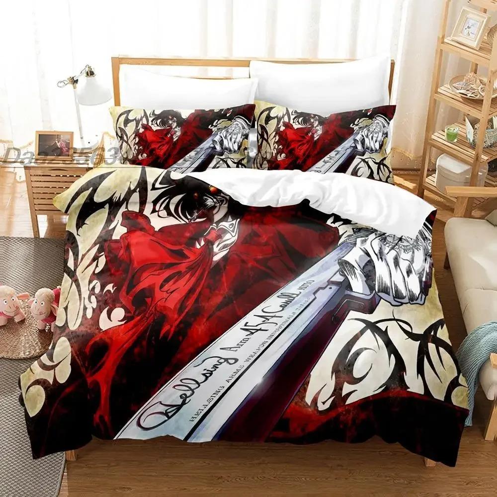 Комплект постельного белья Hellsing Single Twin Full Queen King Size Комплект постельного белья Aldult Kid Bedroom Duvetcover Sets Комплект постельного белья с 3D-принтом в стиле аниме