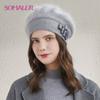 SOMALER Angora Wool Beret Hats for Women Winter Lining Caps Ladies Fashion French Style Beret Hat