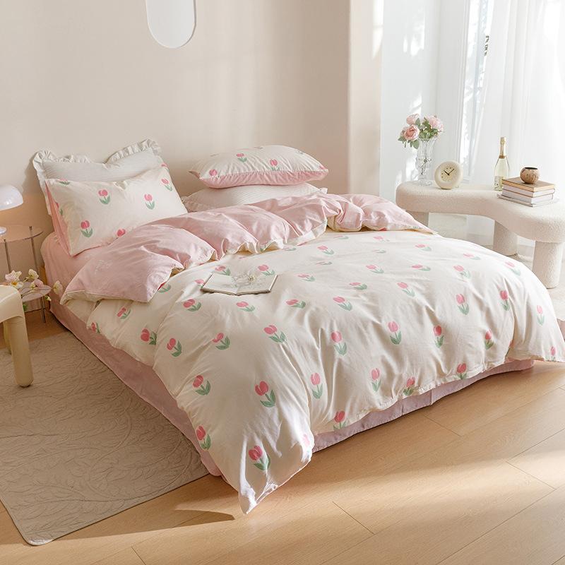 Ins стиль, чистый хлопок, четыре предмета, студенческая общежития, кровать, наволочка, пододеяльник, простыня, комплект из трех предметов