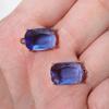 Rectangle Light Purple Synthetic Crystal Copper Charms, Golden Plated DIY Pendants for Earring Necklace Craft Making