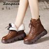 Womens Short Boots 2024 Leather Comfortable Ankle Boots Waterproof Thick-soled Padded Warm Women Shoes Casual Platform Boots