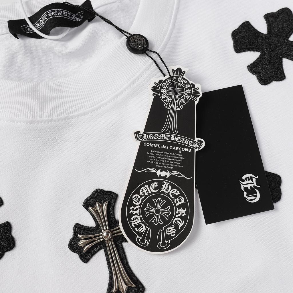 9989 CHROME HEARTS 2025 Летняя новая высококачественная хлопковая футболка с круглым вырезом, свободная, большого размера, для мужчин и женщин, парная футболка