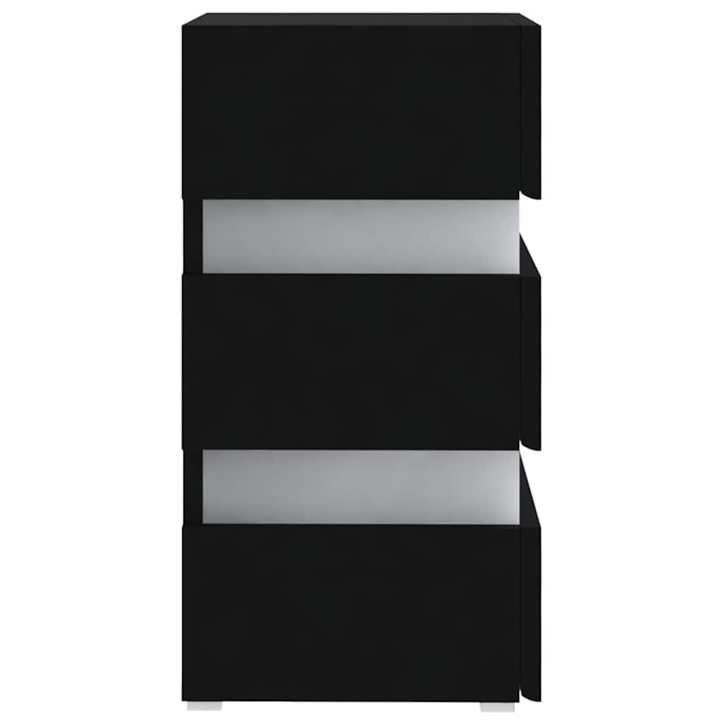 Szafka Nocna Z Led, Czarna 45X35X67 Cm, Materiał Drewnopochodny