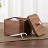Black Walnut Wood Desktop Storage Box Toothpick Cotton Swab Box Small Jewelry Dustproof High-end Creative Solid Wood Box
