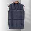 Men's Vest Vest Middle-aged and Elderly Dad Vest V-neck Sleeveless Knitted Sweater Autumn Warm Bottoming Coat
