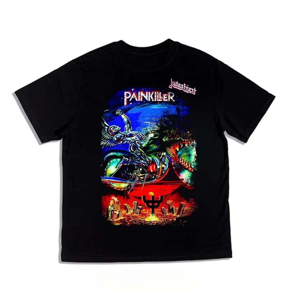 2026 Classic Groove Metal Band Printed T-shirts Pure Cotton Short Sleeve Fashion High Quality Graphic Tee Vintage Metal Rock Streetwear Oversized Top