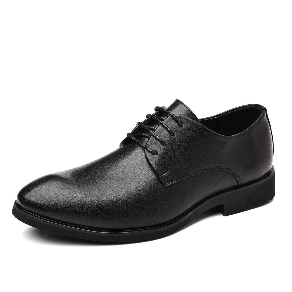 Молодежная уличная мужская кожаная обувь со встроенным подъемом каблука, мягкой подошвой, модная, универсальная, формальная, для бизнеса, всесезонная, прочная, повседневная, удобная обувь