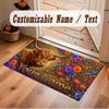 Highland Cow Theme Soft Crystal Velvet Rug Custom Name & Text Print Non Slip Floor Rug for Bedroom Living Room