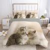 Кот Милый Животное Котенок 3D Пододеяльник Постельное Белье Одеяло Лен Наволочки Домашний Декор Односпальный Двуспальный Полуторный Кинг-сайз Квин-сайз