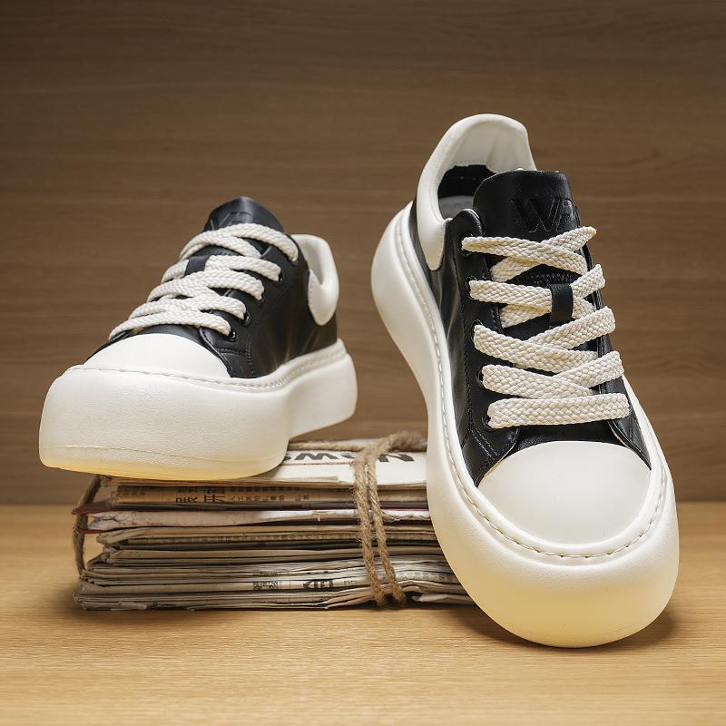 Fashion Italian2025New Thick Bottom Outdoor Sneakers Fashion Man Genuine Leather Designer Board Shoes Comfy Antiskid Lace-Up Oxford Shoe