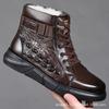 Высококачественные мужские зимние ботинки из натуральной кожи, зимняя обувь из бархата и хлопка, дизайнерские теплые ботильоны из кашемира на шнуровке для мужчин