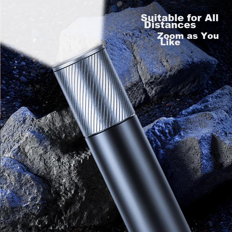JD Original High-Intensity Zoomable Flashlight, 300 Lumens, Long Battery Life, Outdoor Survival, Rechargeable, Multifunctional, Portable for Home Use