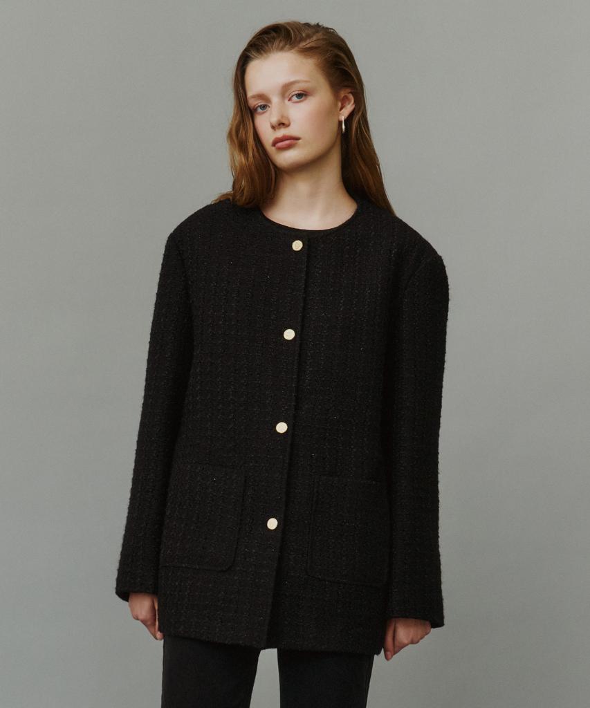 SIYAZU Siot4204 Oversized Atelier Tweed Jacket_Black