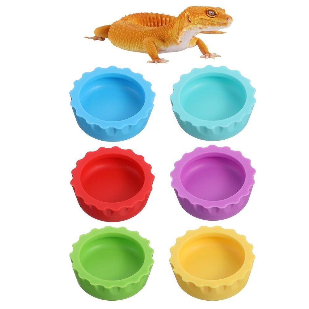 6pcs Silicone Feeding Dish Reusable Gecko Feeding Cups BPA Free Small Reptile Bowl Pet Supplies