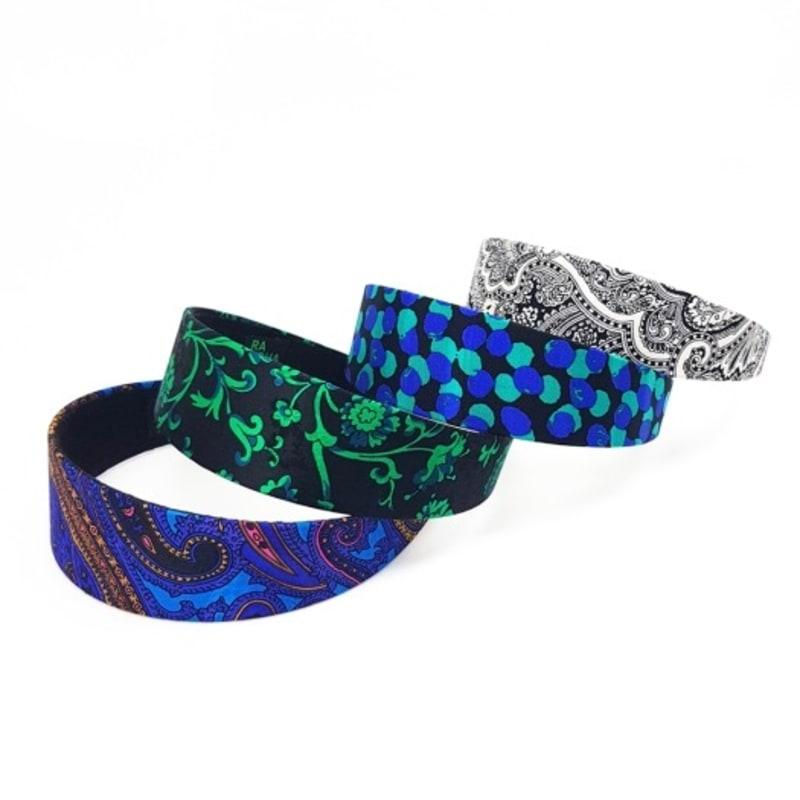 РАКОХА Массивная шелковая повязка для волос_Белый узор