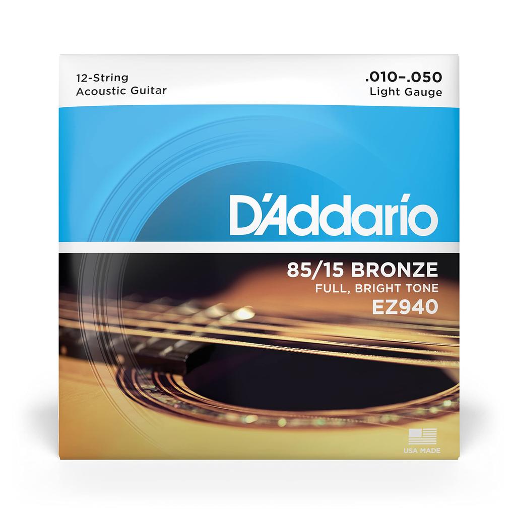 Струны для акустической гитары D'Addario, 8515 American Bronze, Light, 12-струнные, .010-.050, EZ940