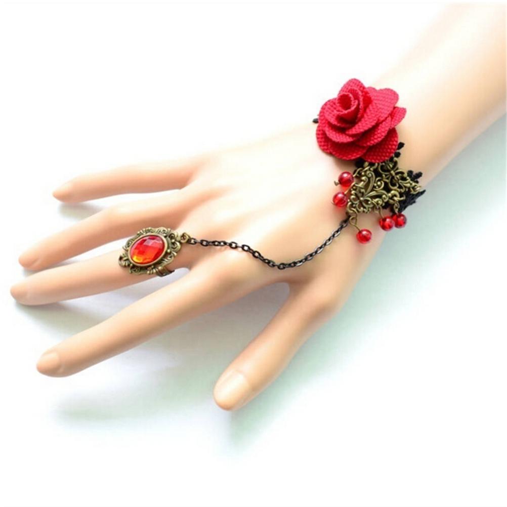 1pcs Steampunk Vampire Black Lace Rose Bracelets Vintage Gothic Butterfly Bracelet For Woman