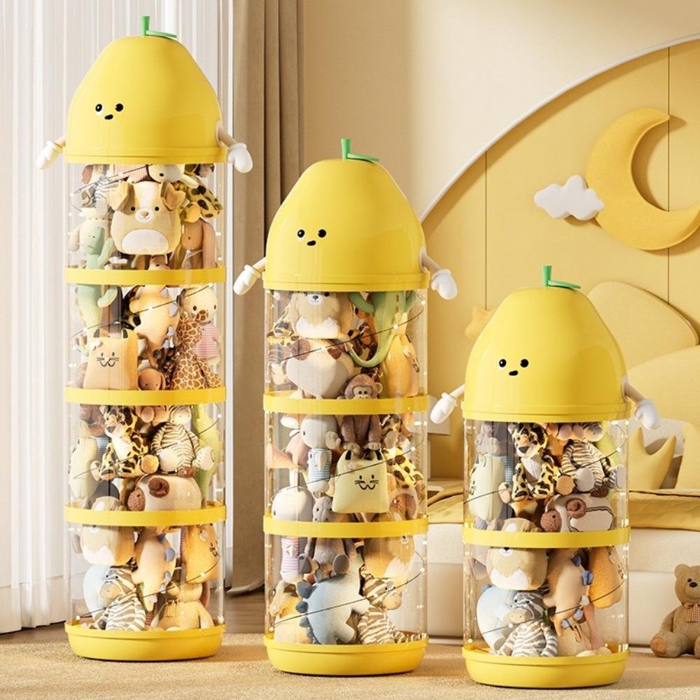 Прозрачный ящик для хранения кукол в мультяшном стиле, плюшевая игрушка, трубка для хранения для детей
