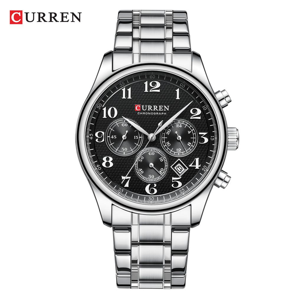 CURREN8466 Men's Watches Luxury Brand Quartz Wristwatch - Chronograph Round Dial with AutoDate, Waterproof