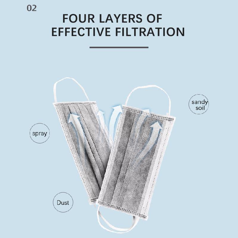 Маска с активированным углем, 10-200 шт., 4-слойный респиратор, маска для взрослых, пылезащитная маска для рта, одноразовые маски для здоровья CE