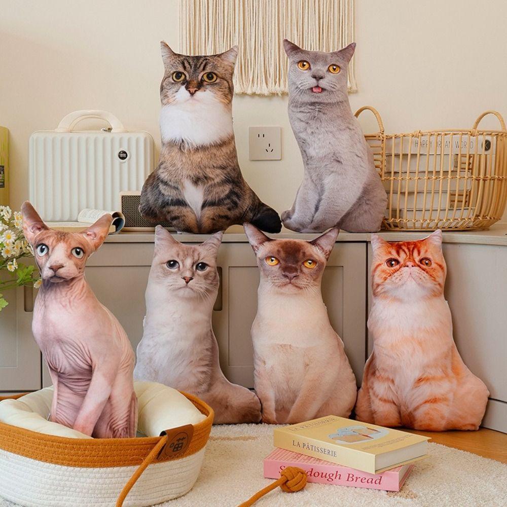 Lifelike Stuffed Animal Cartoon 3D Cat Doll Orange Cat Simulation Cat Plush Pillow Creative Gift