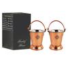 Steel Copper Hammered Design Bucket, Serveware & Tableware for Home, Hotel & Restaurants, Volume-300 ML, Set of 2
