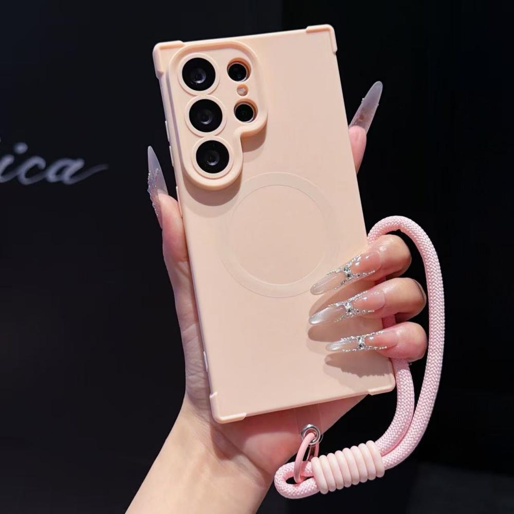 Для Матовый ремешок Мягкий чехол из ТПУ для Samsung Galaxy S26 S2 Ultra S24 Plus Защита камеры Ремешок на запястье Подушка безопасности Бампер Чехол