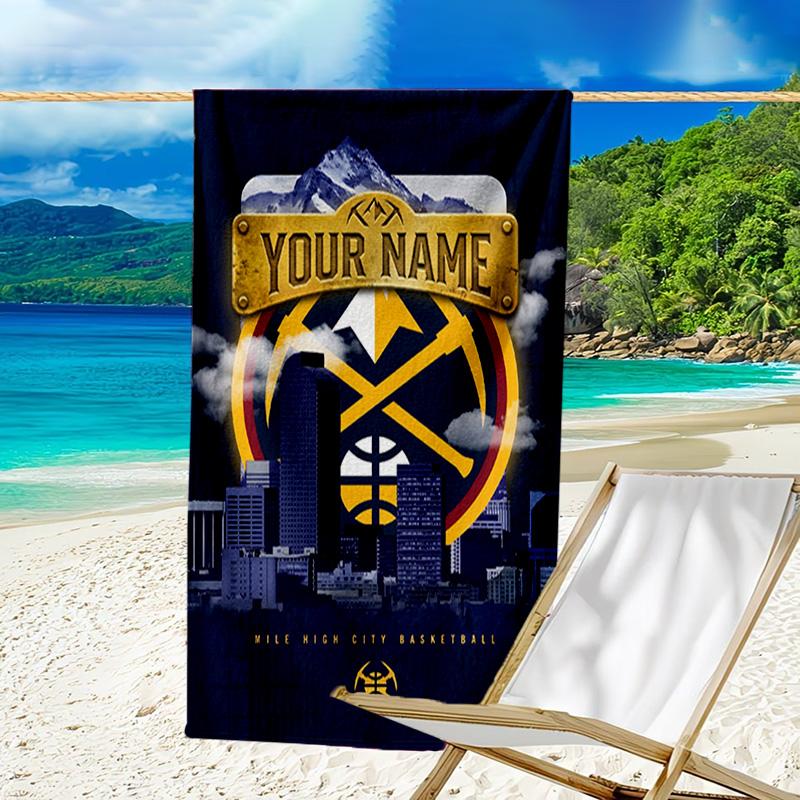 Custom Name Beach Towel Nuggets Logo Art Beach Towel, Soft Microfiber, Gift for Her/Him, Birthday, for Pool, Beach, Travel, Fan gifts