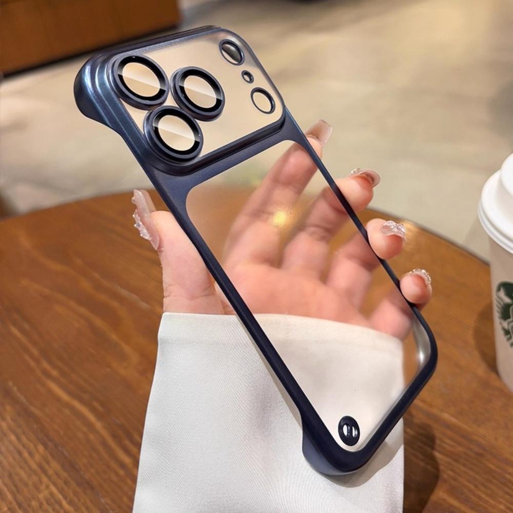 Borderless Phone Case for iPhone 17 15 14 13 Pro Max Matte Plating Frameless Large Window funda for iPhone Air 17 16 Pro