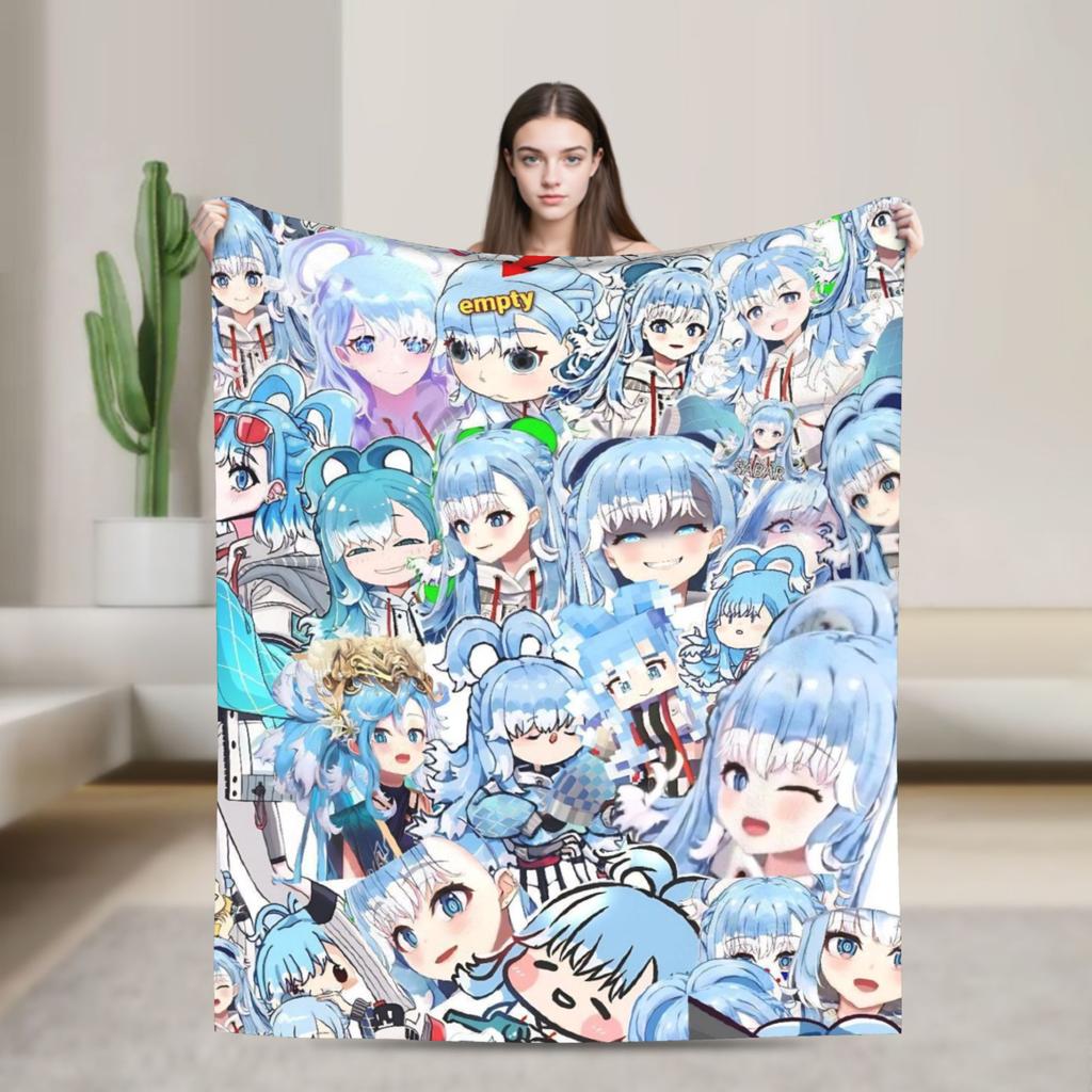 Super Warm Blanket Camping Sameko Saba VTuber Throw Blanket Flannel Bedspread For Couch Bed Funny Sofa Bed Cover