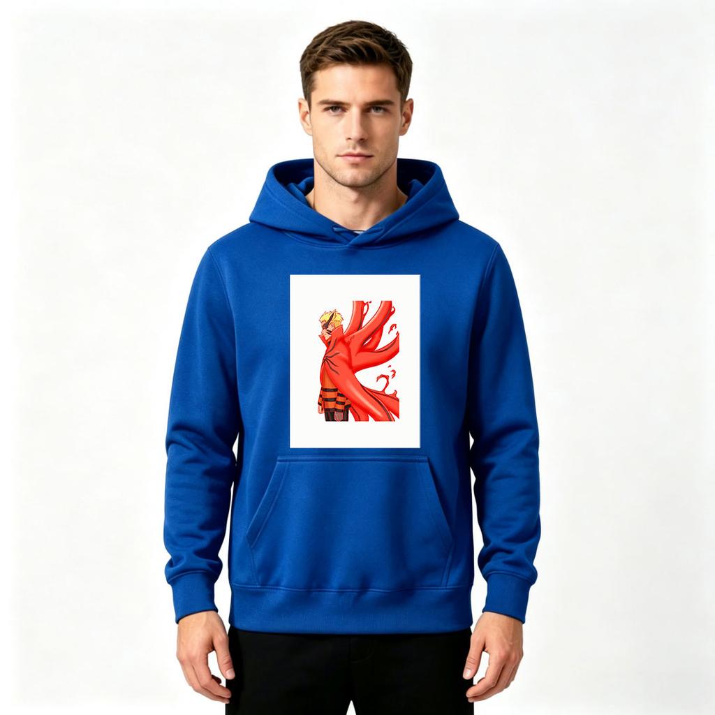 Men Anime Character Print Pullover Hoodie Casual Long Sleeve Sweatshirt for Adults