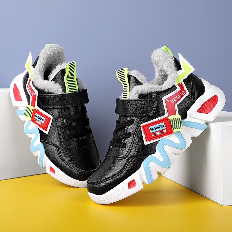 Детские теплые зимние сапоги. Детская зимняя хлопчатобумажная обувь. Нескользящие теплые плюшевые сапоги на открытом воздухе. Теплая меховая обувь с высоким берцем. Водонепроницаемые теплые кроссовки.