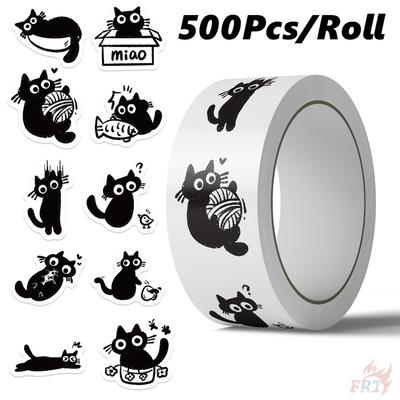 500 шт./рулон Q Озорные черные коты Детские наклейки для наград - Сделай сам Скрапбуки Альбом Декор Уплотнительная этикетка Наклейки