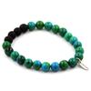 Bracelet - Chrysocolla and Black Onyx - 8 Mm Beads - Length 19-20 Cm - Unisex